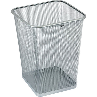 18L SQUARE SILVER METAL BIN