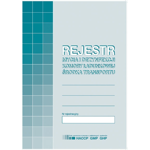 LOGBOOK FOR WASHING AND DISINFECTION OF THE TRANSPORT VEHICLE LOADING COMPARTMENT (OFFSET)