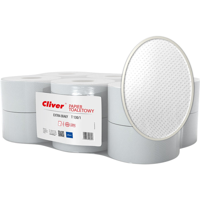 Toilet paper Cliver 130m 1ply recycled white (12)