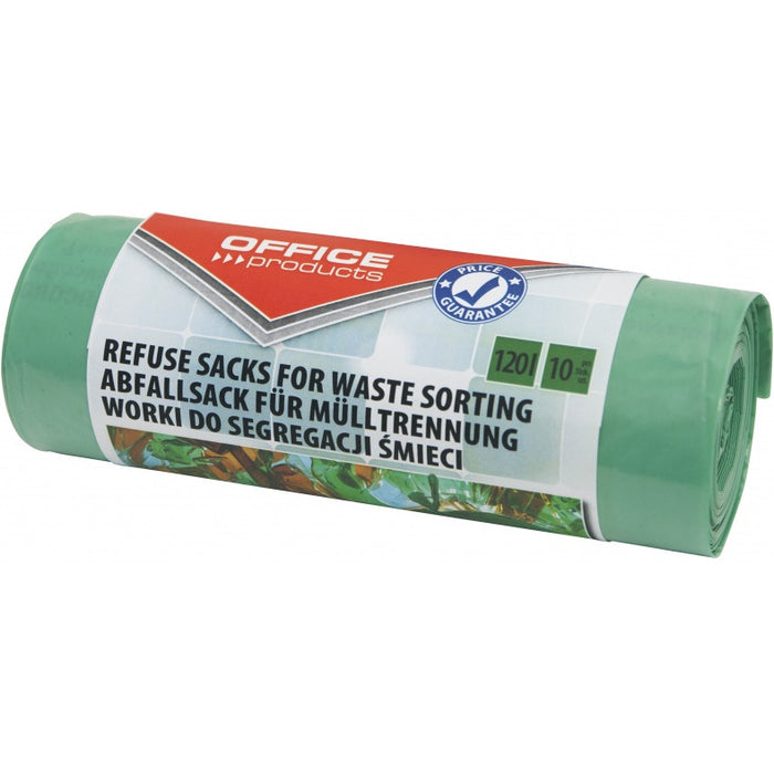 Office Products 120L LDPE Green Refuse Sacks (10)