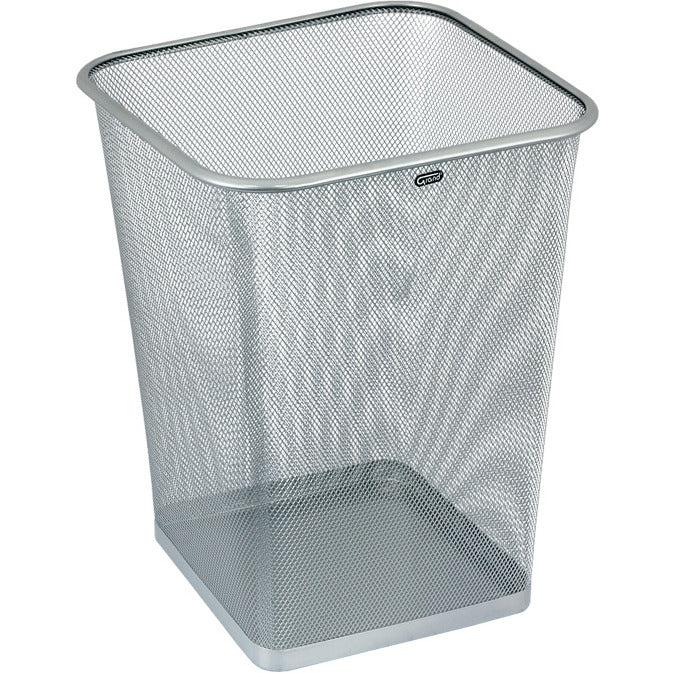 18L SQUARE SILVER METAL BIN