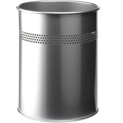DURABLE 15L METAL SILVER WASTE BIN