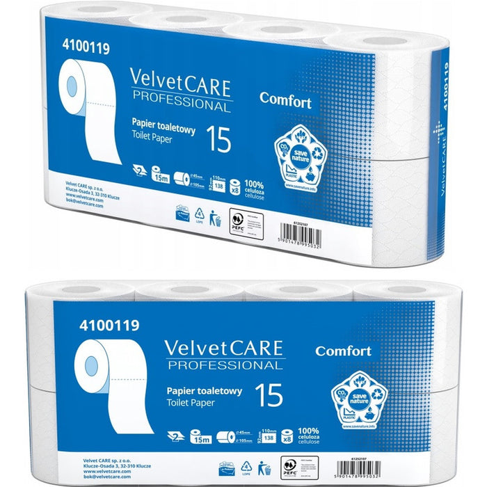 Toilet paper Velvet Care Professional 15m 2-ply cellulose white (8)