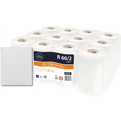 Ellis paper towel roll 60m 2ply cellulose white (12)