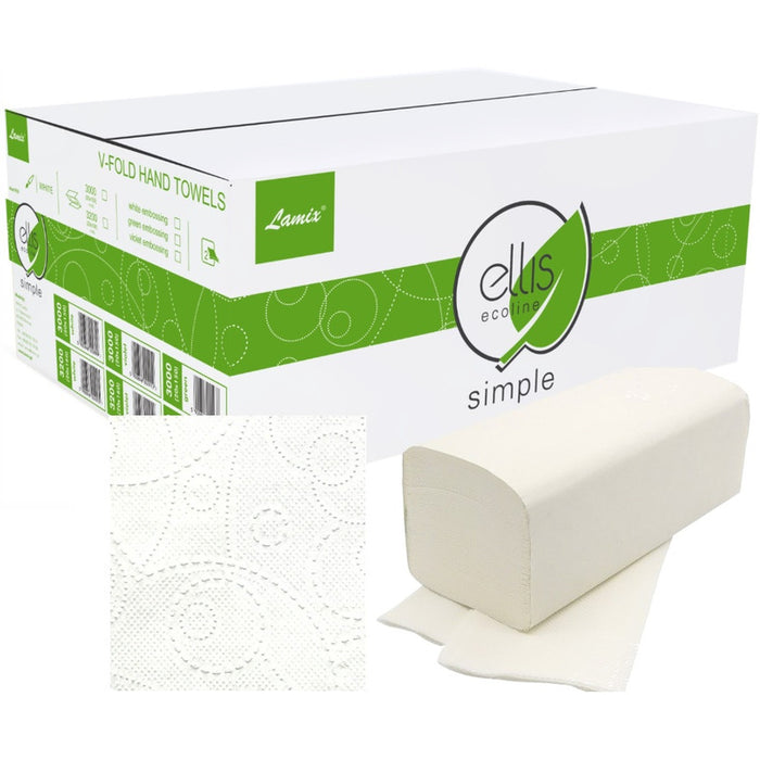 Paper towels Ellis Simple V-Fold 2-ply recycled white (20x150)