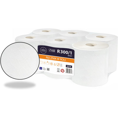 Paper towel roll Ellis 300m 1ply cellulose white (6)