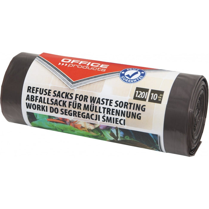 Office Products 120L LDPE brown refuse sacks (10)