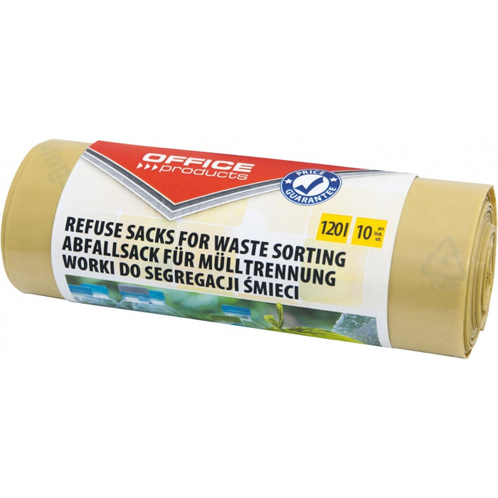 Office Products 120L LDPE Yellow Bin Bags (10)
