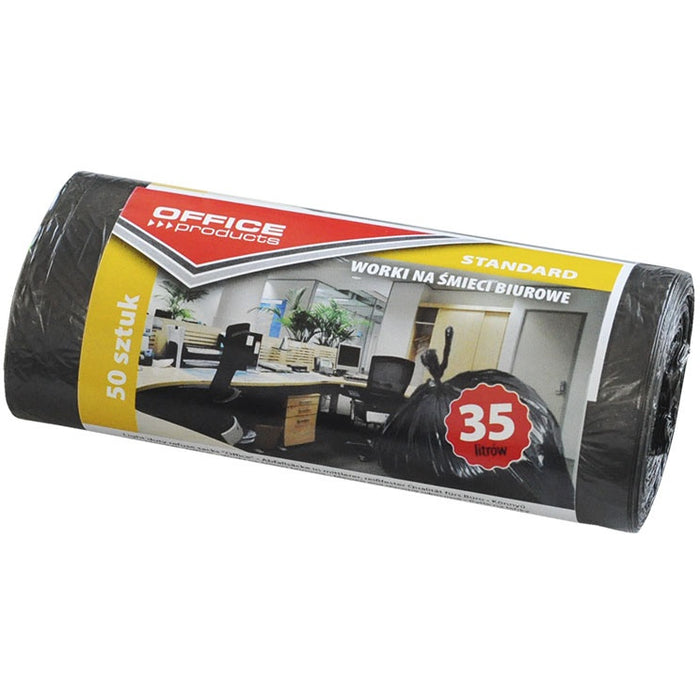 Office Products 35L HDPE Black Refuse Sacks (50)
