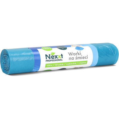 Nexxt 120L LDPE Blue Rubbish Bags with Tie Tape