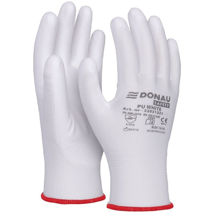 Donau Safety PU White Gloves size 6 white