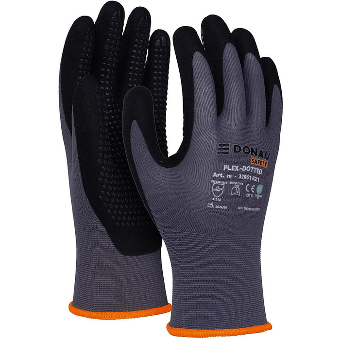 Rękawice Donau Safety Flex-Dotted rozm.7 szare